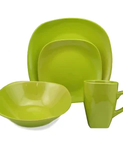 Lorren Home Trend 'Green' 16-piece Square Stoneware Dinnerware Set