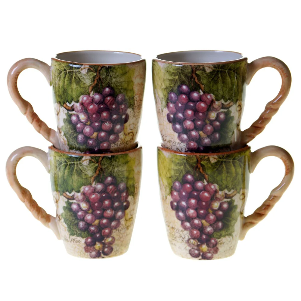 Certified International Sanctuary Wine 18-ounce Mugs (Set of 4)