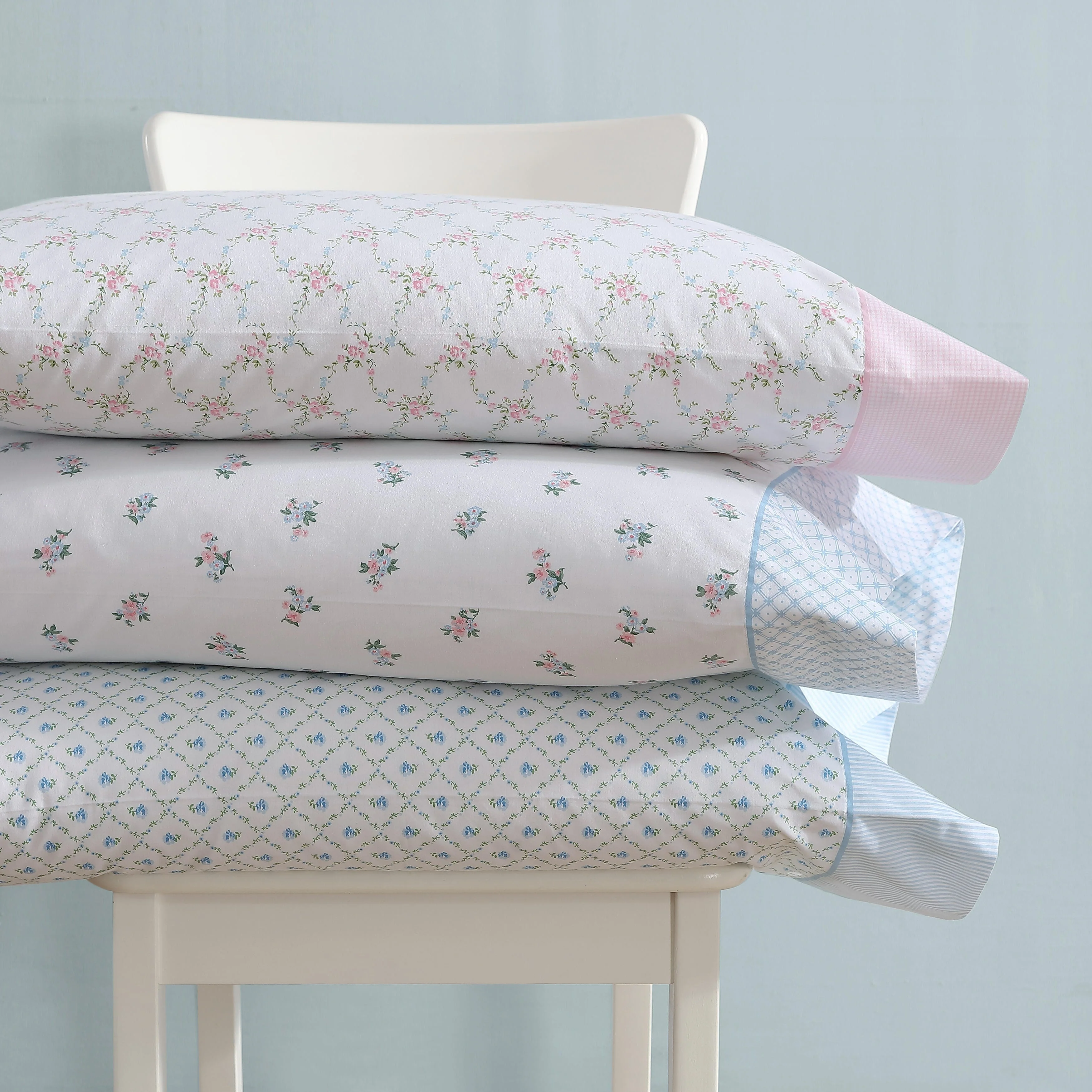 Laura Ashley Percale Cotton Printed Hem Sheet Sets