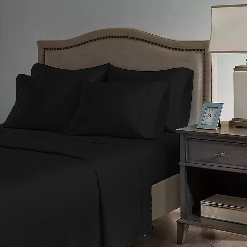 2200 Count 6 Pc Premium Bamboo Deep Pocket King Sheet Black