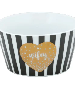 10 Strawberry Street Black, White and Gold Porcelain Wifey The Goodies Bowl (Pack of 4)