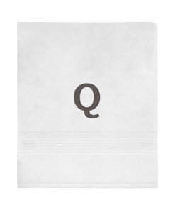 Avanti Linens Wht/Gry Block Monogram Bath Towel - Bath Towel