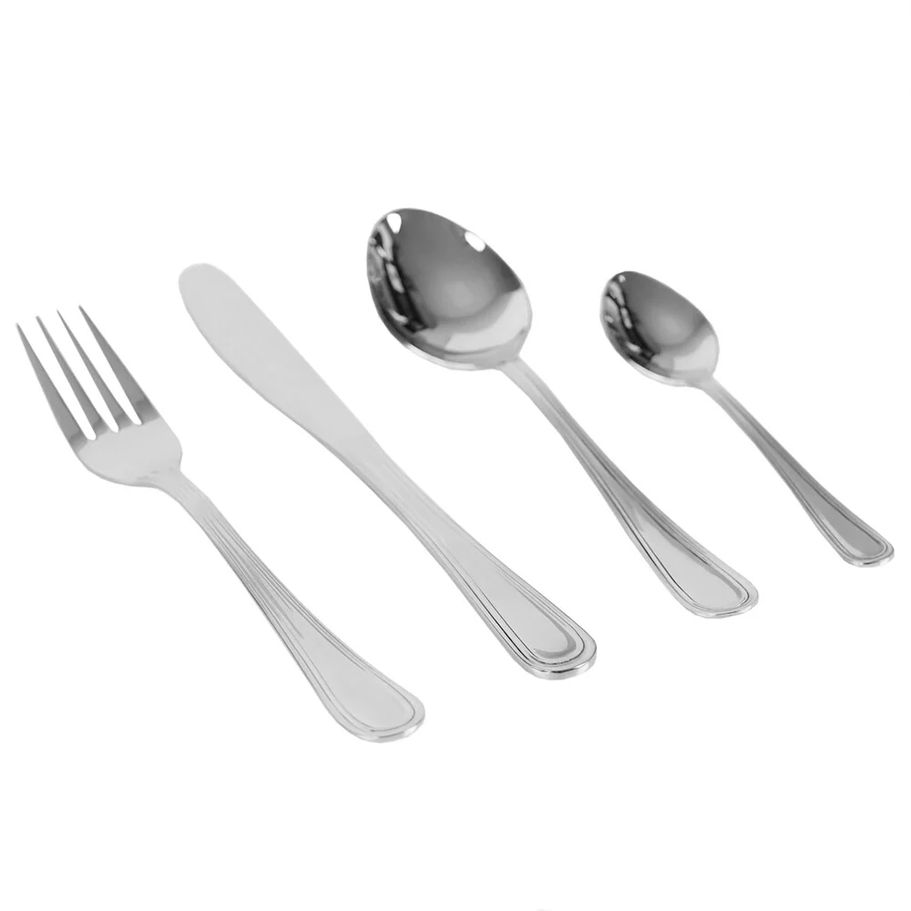 Home Basics Maya 16 Piece Stainless Steel Flatware Set, Silver