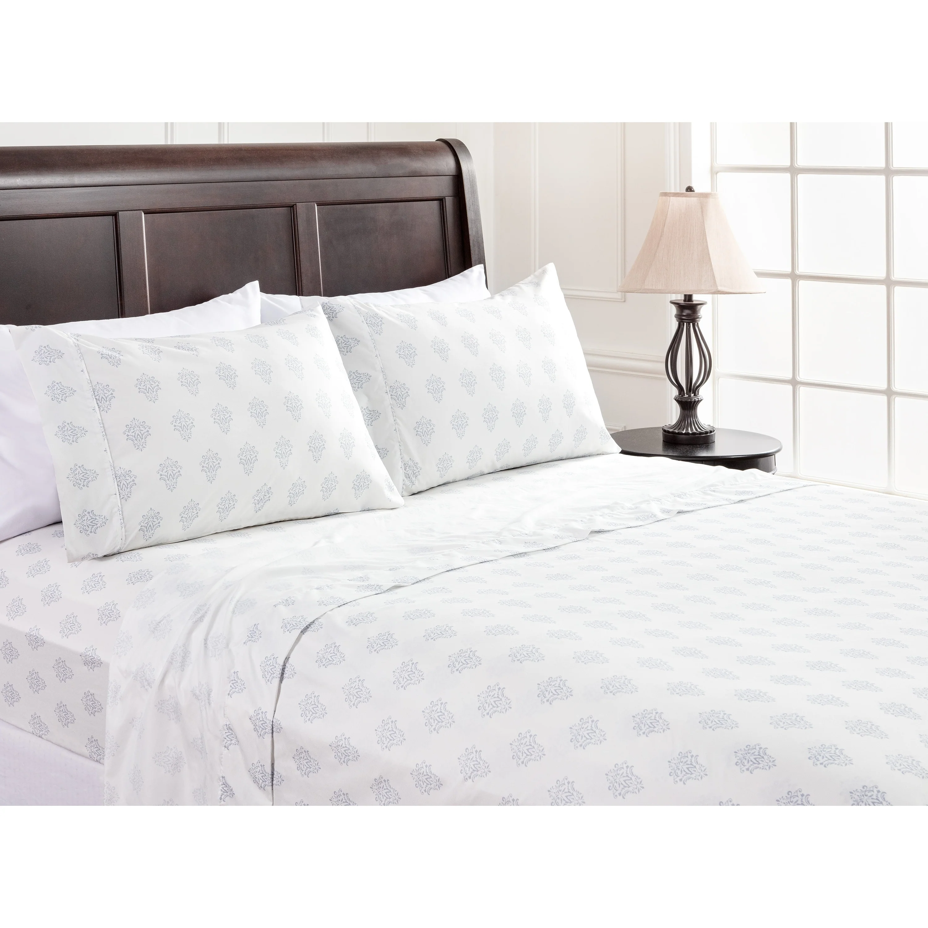 Chanasya Victorian Damask Print Ultra Soft Microfiber Sheet Set