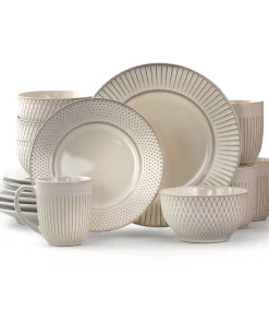 Elama Marketplace Favorites16pc Dinnerware Set in Embossed White