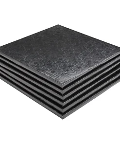 6Pcs 12-Inch Black Square Foil Cake Drums
