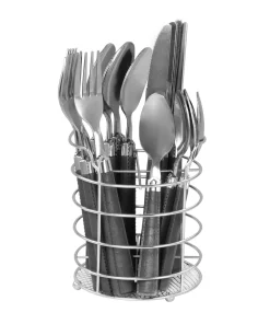 Gibson Everyday Buckstrap 16 Piece Flatware Set with Caddy in Graphite