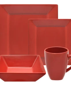 10 Strawberry Street Vivo 16-piece Red Square Dinner Set