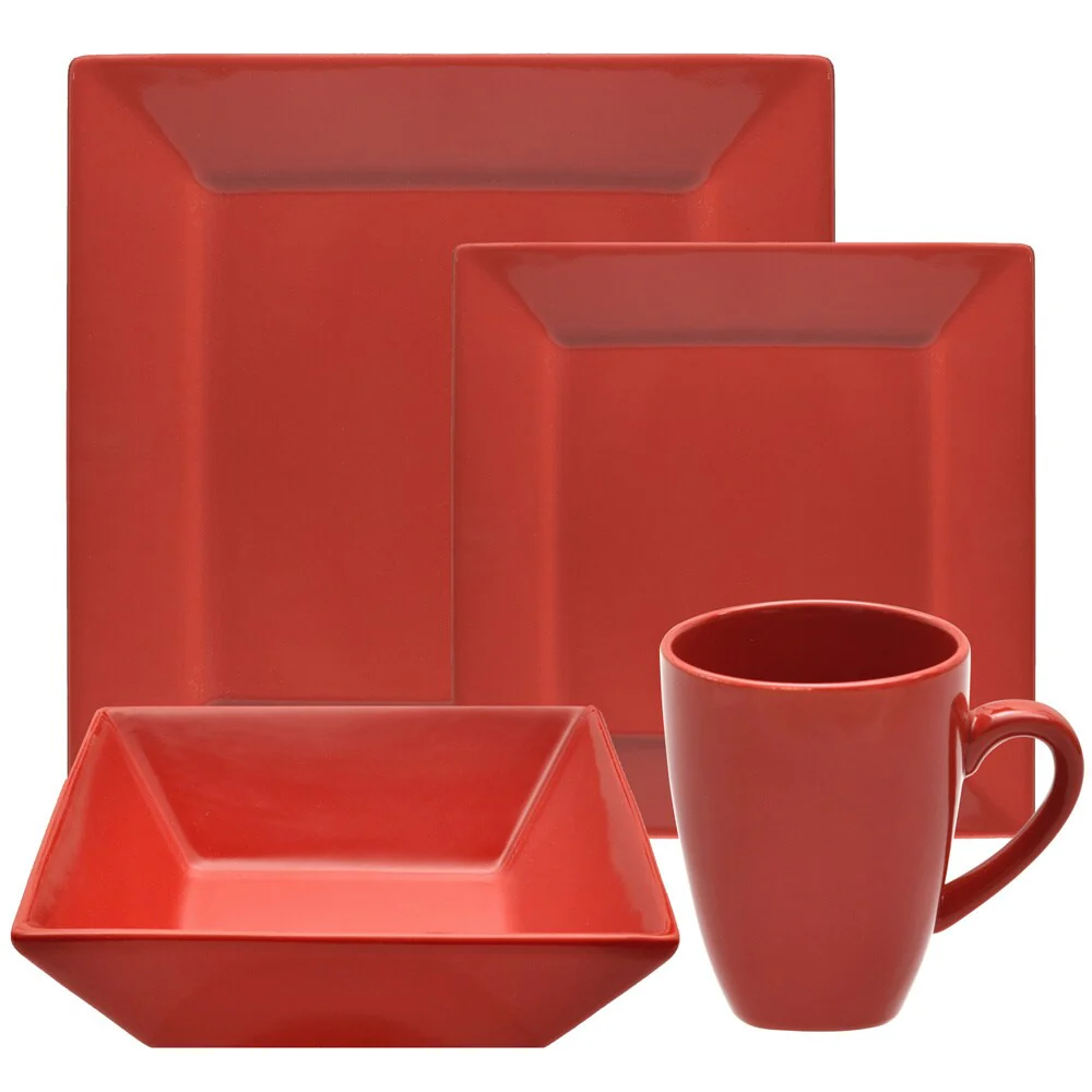 10 Strawberry Street Vivo 16-piece Red Square Dinner Set