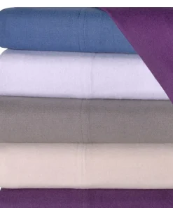 Kotter Home Deep Pocket Flannel Solid Color Sheet & Pillowcase Set