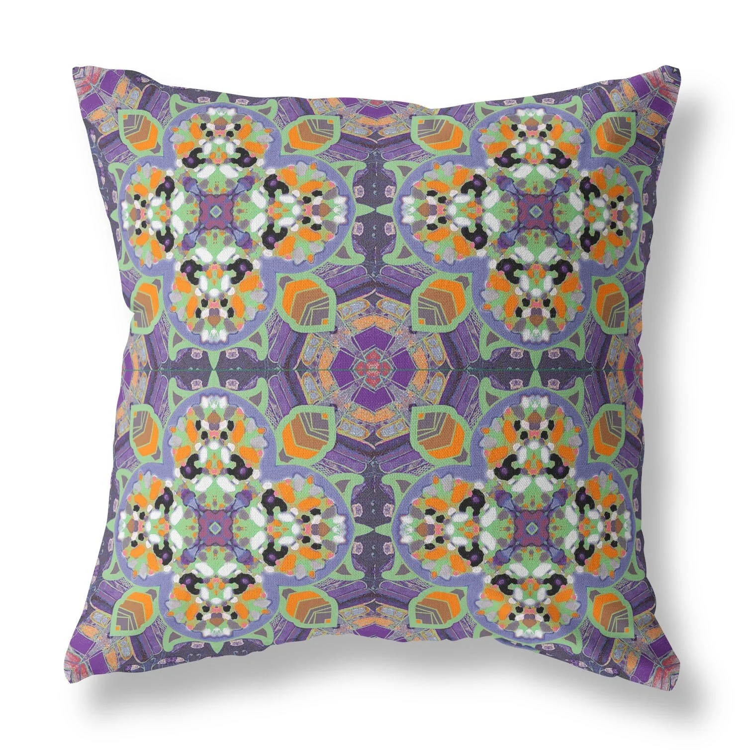 20" Purple Orange Cloverleaf Indoor Outdoor Throw Pillow