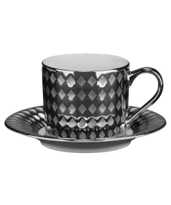 10 Strawberry Street Cairo 7.5-ounce Cup/ Saucer Silver (Set of 6)