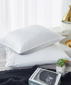 2 Pack 300TC White Down Medium Support Bed Pillows for Side & Back Sleepers with 100% Cotton Fabric