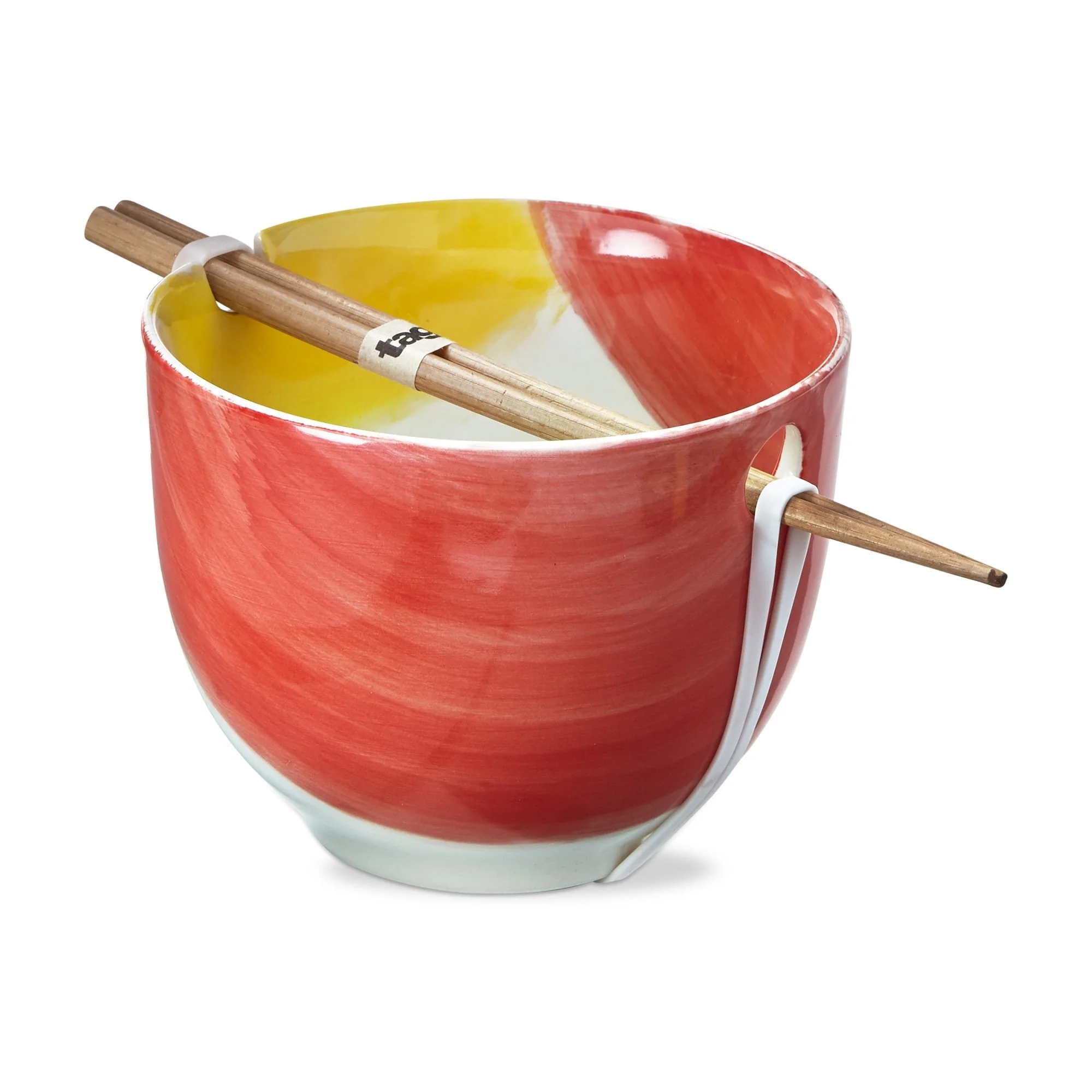 16 oz. Springtime Printed Stoneware Noodle Bowl with Bamboo Chop Sticks 3.9L x 3.9W x 5.0H. - Multicolor