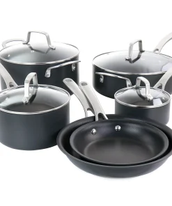10 Piece Aluminum Nonstick Cookware Set in Black