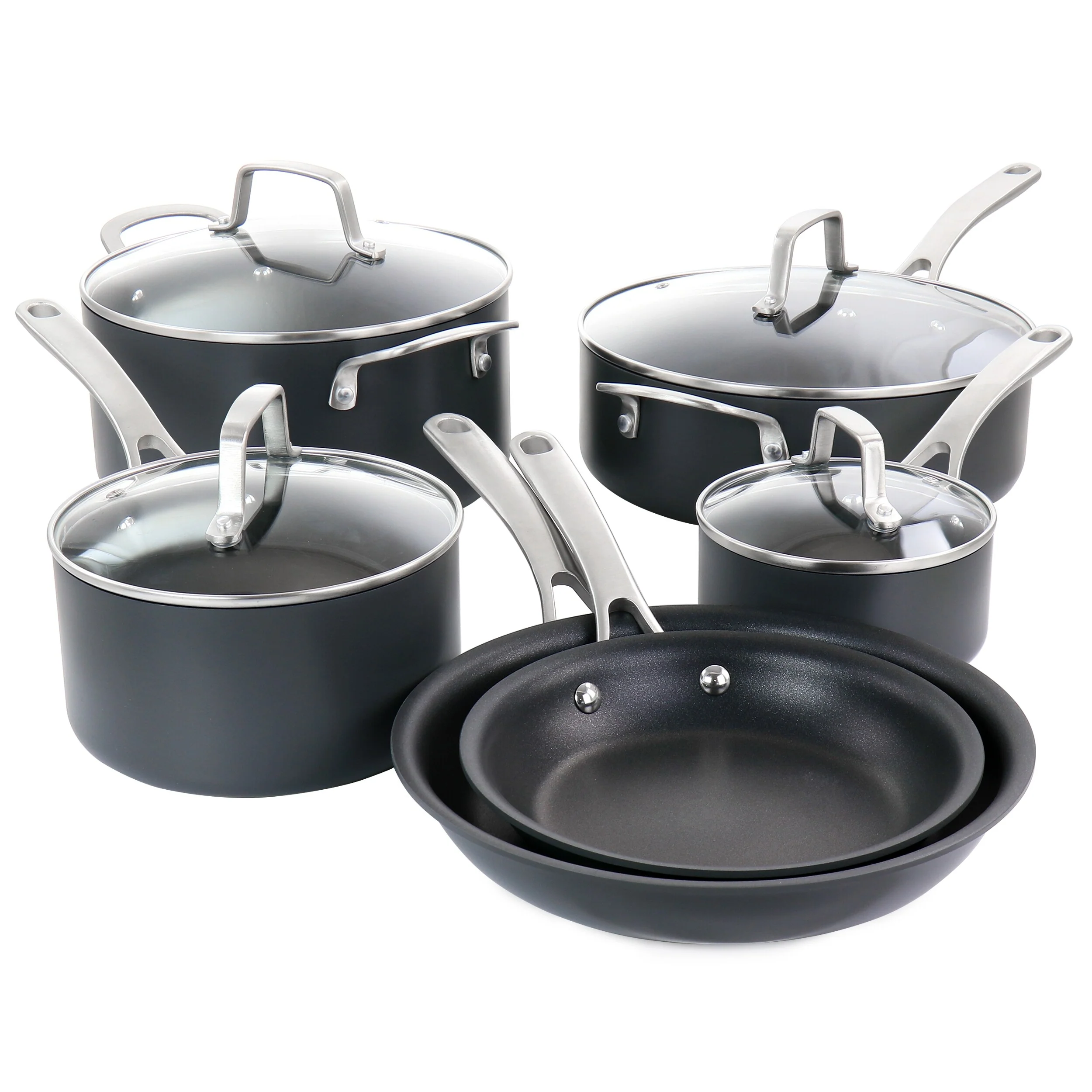 10 Piece Aluminum Nonstick Cookware Set in Black