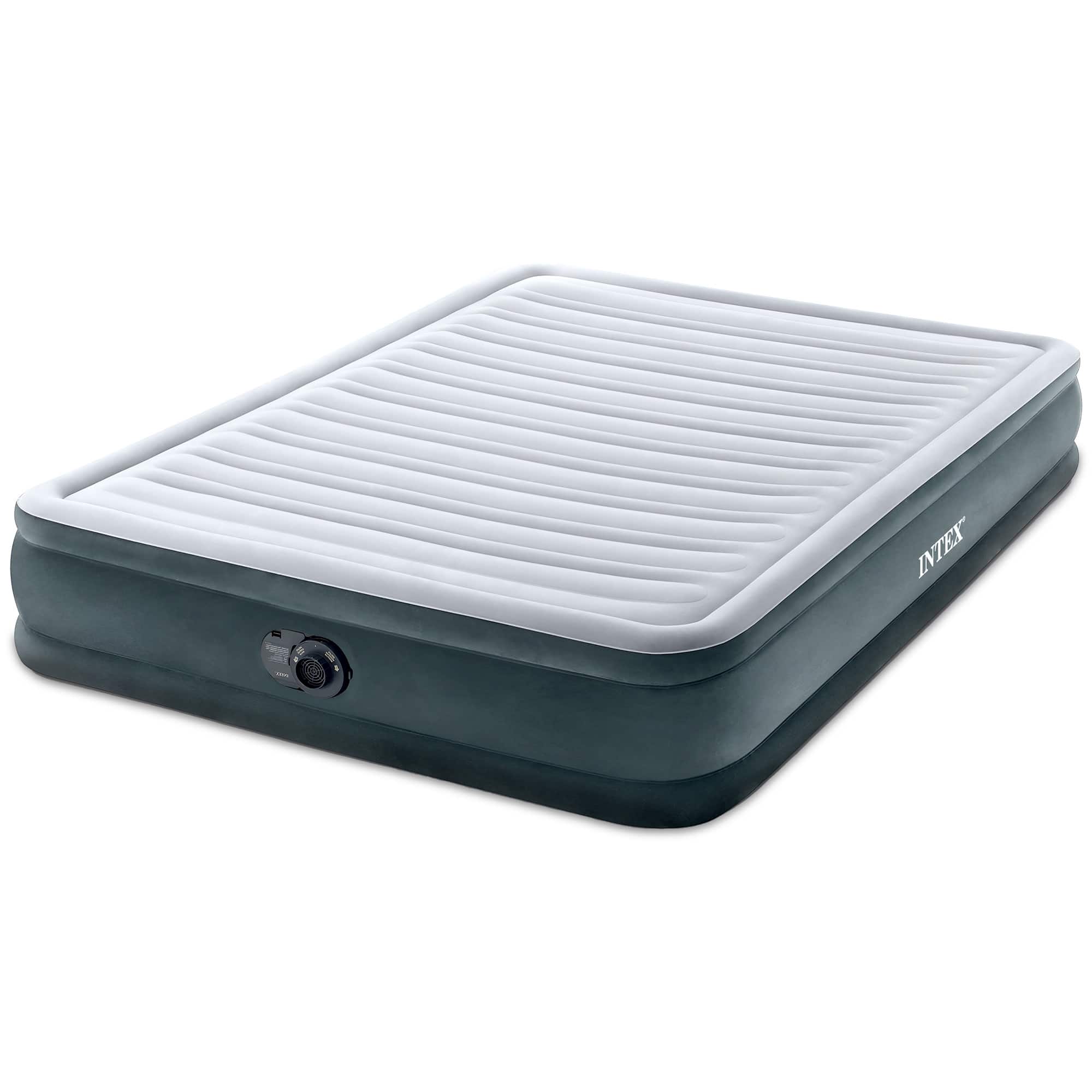 Intex Comfort Deluxe Dura-Beam Plush Air Mattress Bed with Built-In Pump, Queen