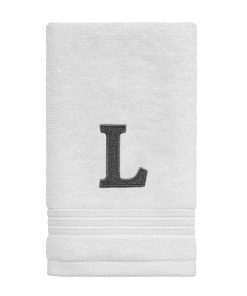 Avanti Linens Wht/Gry Block Monogram Fingertip Towel - Fingertip Towel