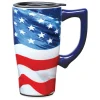 American Flag Double-Walled Ceramic Travel Mug, 18oz. - 5.25 x 6.5 x 3.38