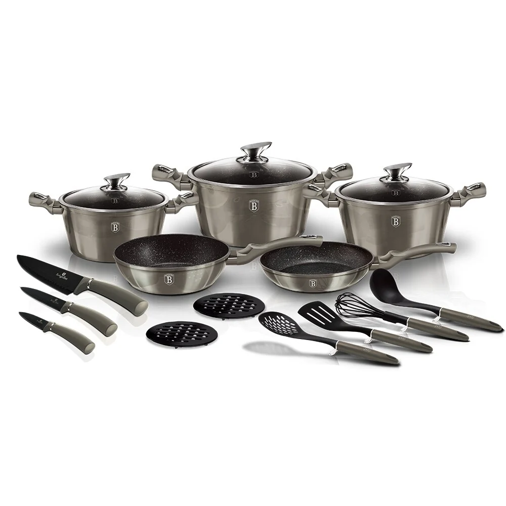 Berlinger Haus 17-Piece Kitchen Cookware Set, Carbon Collection