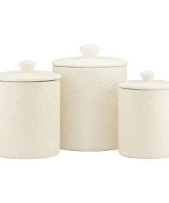 10 Strawberry Street Hampton Embossed 3 Piece Ceramic Canister Set
