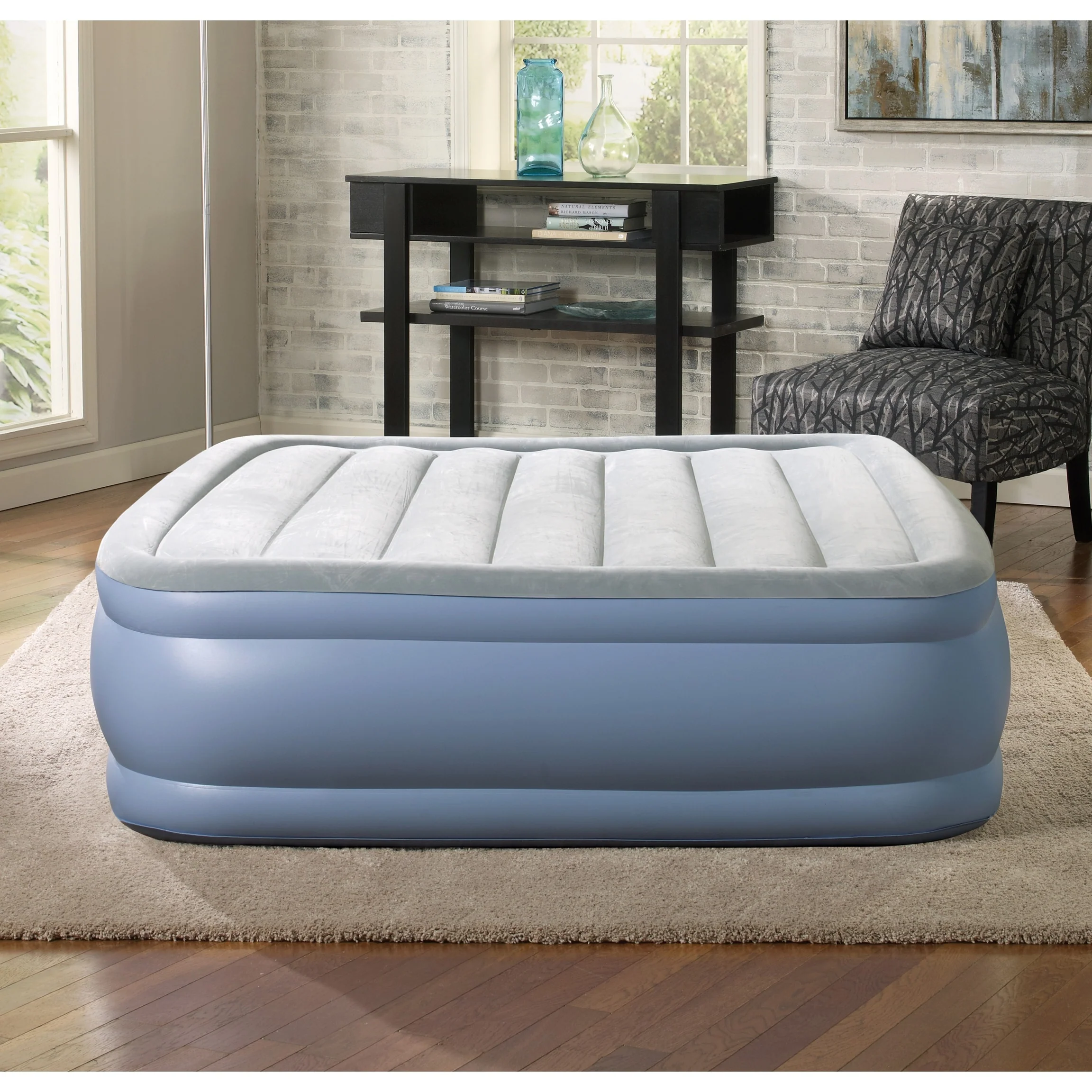 Beautyrest Hi Loft Raised Air Mattress with External Pump - Inflatable Bed with Edge Support, Puncture-Resistant Vinyl