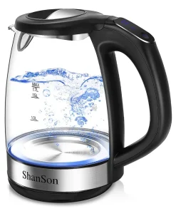 1.7L Electric Glass Kettle 1500W Temperature Control Fast Water Boiler BPA Free Auto Shut-off Protection
