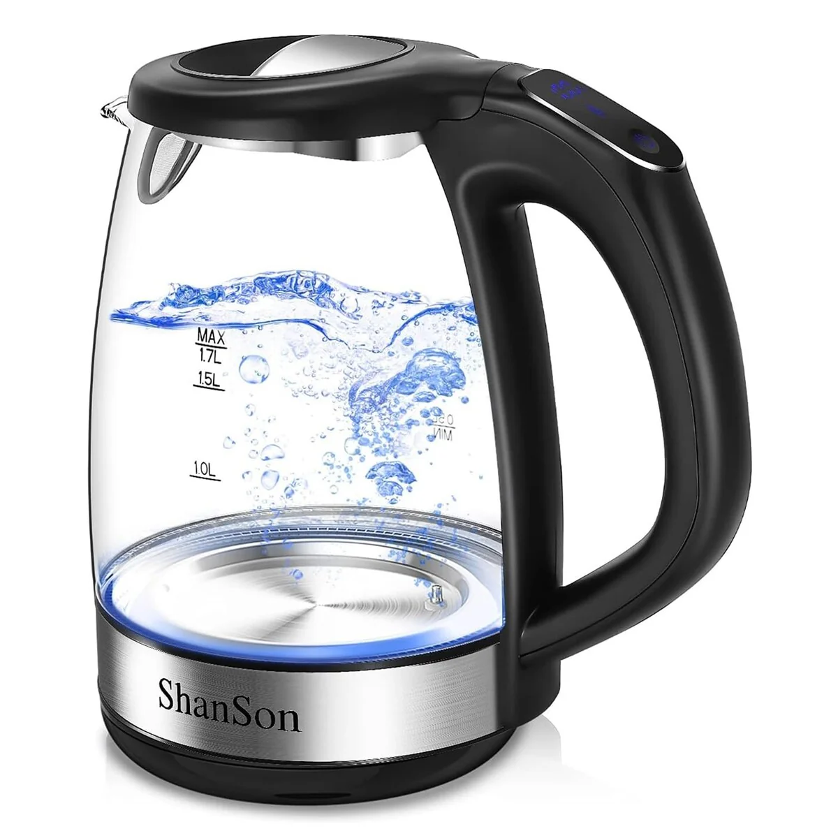 1.7L Electric Glass Kettle 1500W Temperature Control Fast Water Boiler BPA Free Auto Shut-off Protection