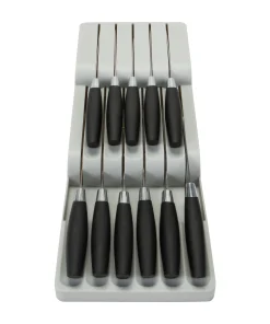 Kitchen Details 2 Tier in Drawer Knife Organizer in Grey - 15.75"x 6.2"x 2.75"