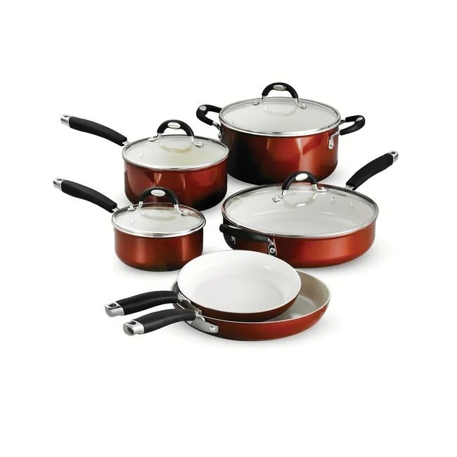 10 PC Cookware Set - CF - Porcelain Enamel, CER NS - COPPER - COR - Style