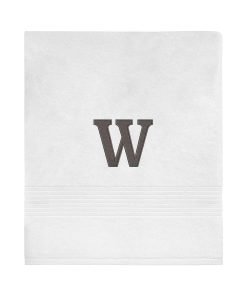 Avanti Linens Wht/Gry Block Monogram Bath Towel - Bath Towel