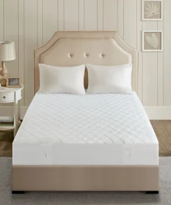 Beautyrest Cotton Blend Queen Size Heated Electric Mattress Pad - White
