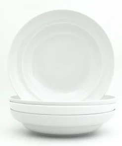 Euro Ceramica White Essential 4 Piece 9'' Porcelain Pasta Bowl Set - Service for 4