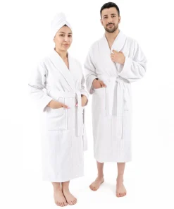 100% Cotton Robes for Women and Men, Soft Lightweight Unisex Couple Turkish Bathrobes