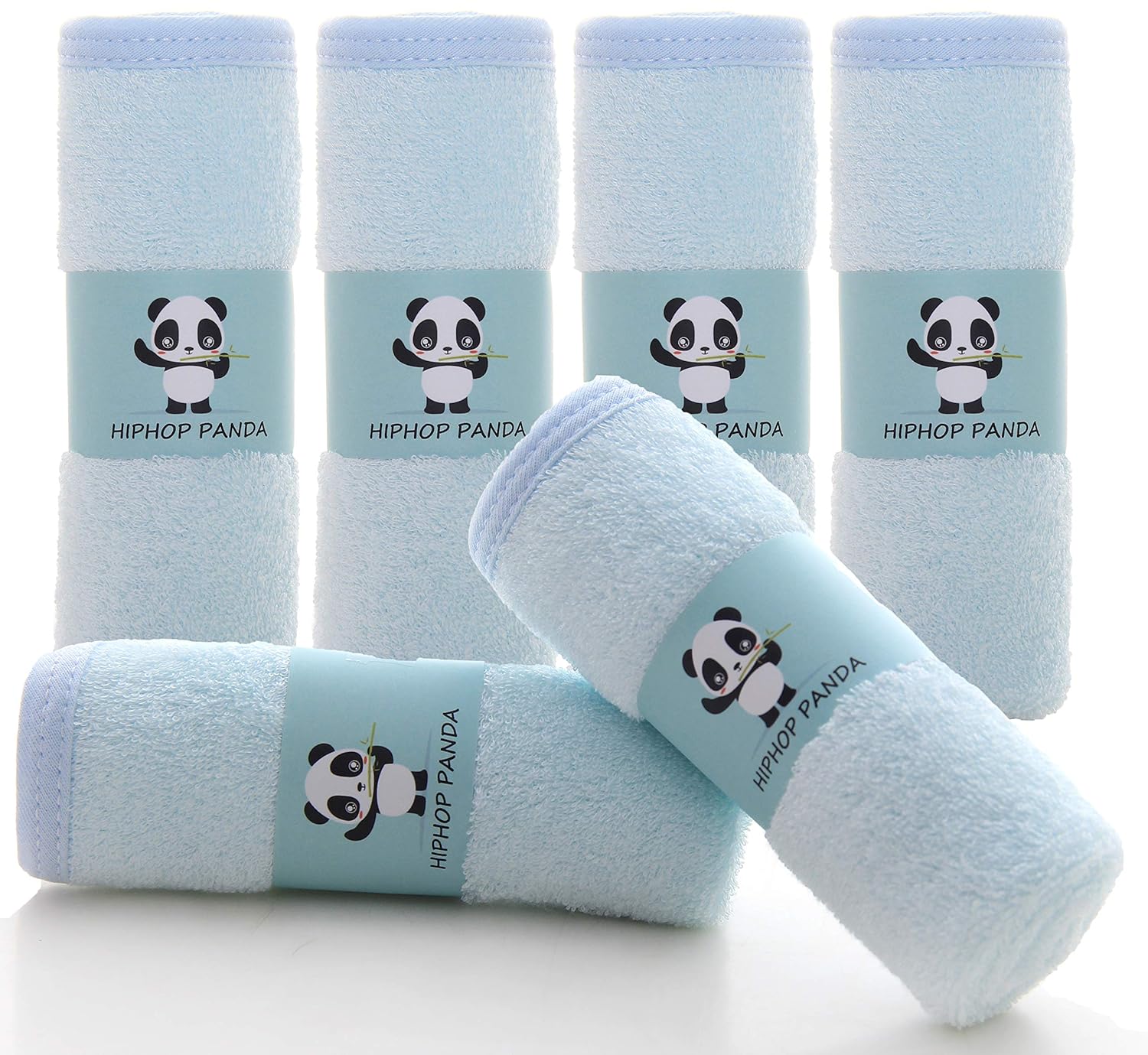 HIPHOP PANDA Baby Washcloths, Rayon Made from Bamboo - 2 Layer Ultra Soft Absorbent Newborn Bath Face Towel - Reusable Baby Wipes for Delicate Skin - White, 6 Pack