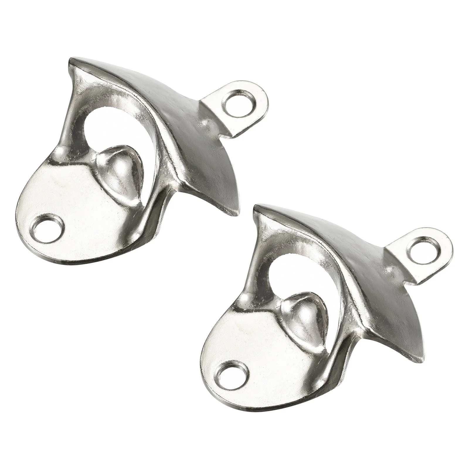 2pcs Wall Mounted Cast Iron Beer Bottle Opener Kitchen Gadget, Silver