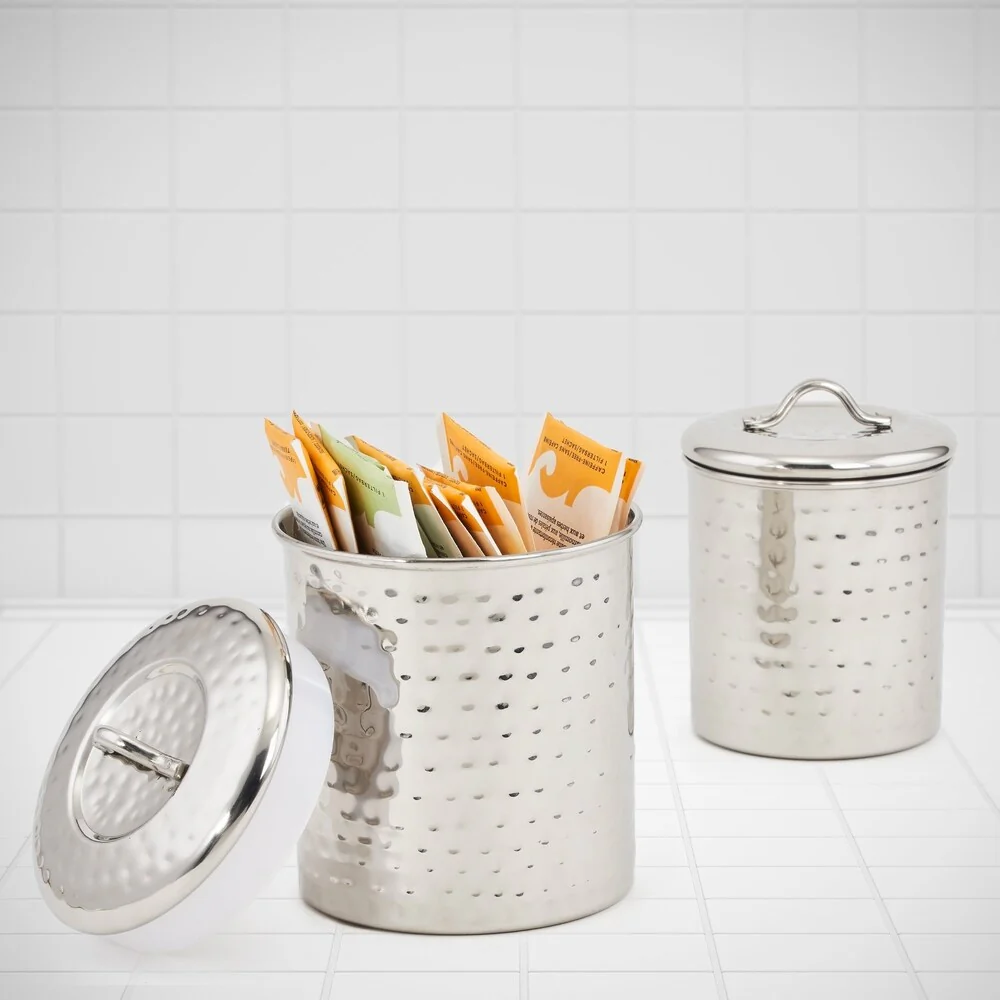 2 Piece Stainless Steel Hammered Canister Set, 1.5 Qt. & 1 Qt.