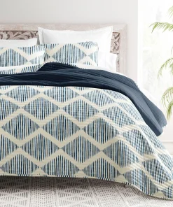 Becky Cameron All Season 3 Piece Distressed Diamond Reversible Quilt Set with Shams