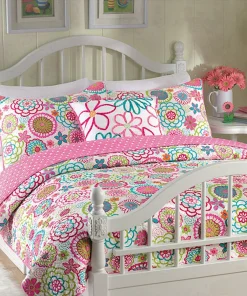 Cozy Line Mariah Colorful Floral Pink Quilt Bedding Set