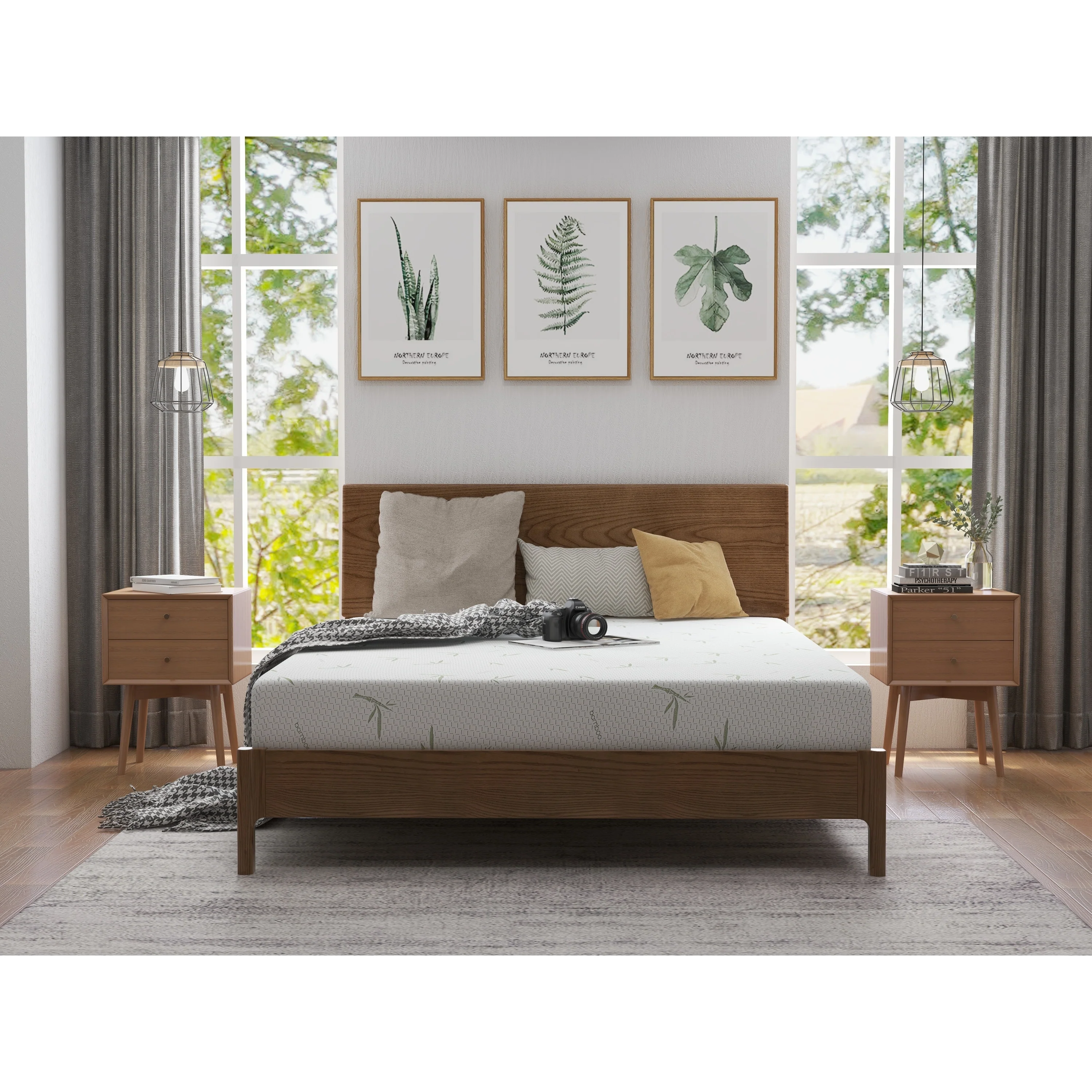 8 Inch Memory Foam Mattress in a Box for Kids with Breathable Bamboo Cover, Medium Firm Green Tea Gel Mattress for Bunk Bed