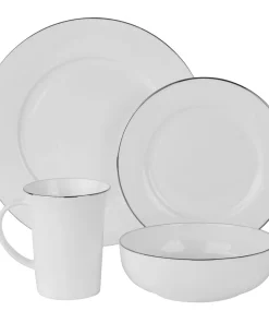 10 Strawberry Street Silver Band Bone China 16-piece Set