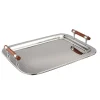 15.75 x 22" Stainless Steel Tray with Wood Handle