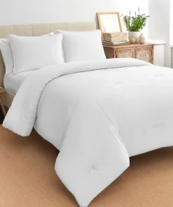 3PC Reversible Percale Cotton Solid Pattern Comforter Set - Boutique Living