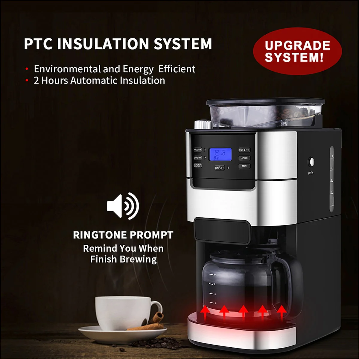 10-Cup Coffee Maker, Drip Coffeemaker,Coffee Brewer Machine - 8' x 11'