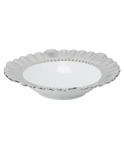 10 Strawberry Street Silver Porcelain Scalloped Rim Soup Plate (Pack of 6)