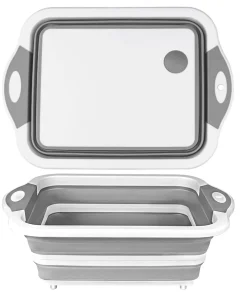 Collapsible Cutting Board With Draining Veggies Fruits Storage Basket