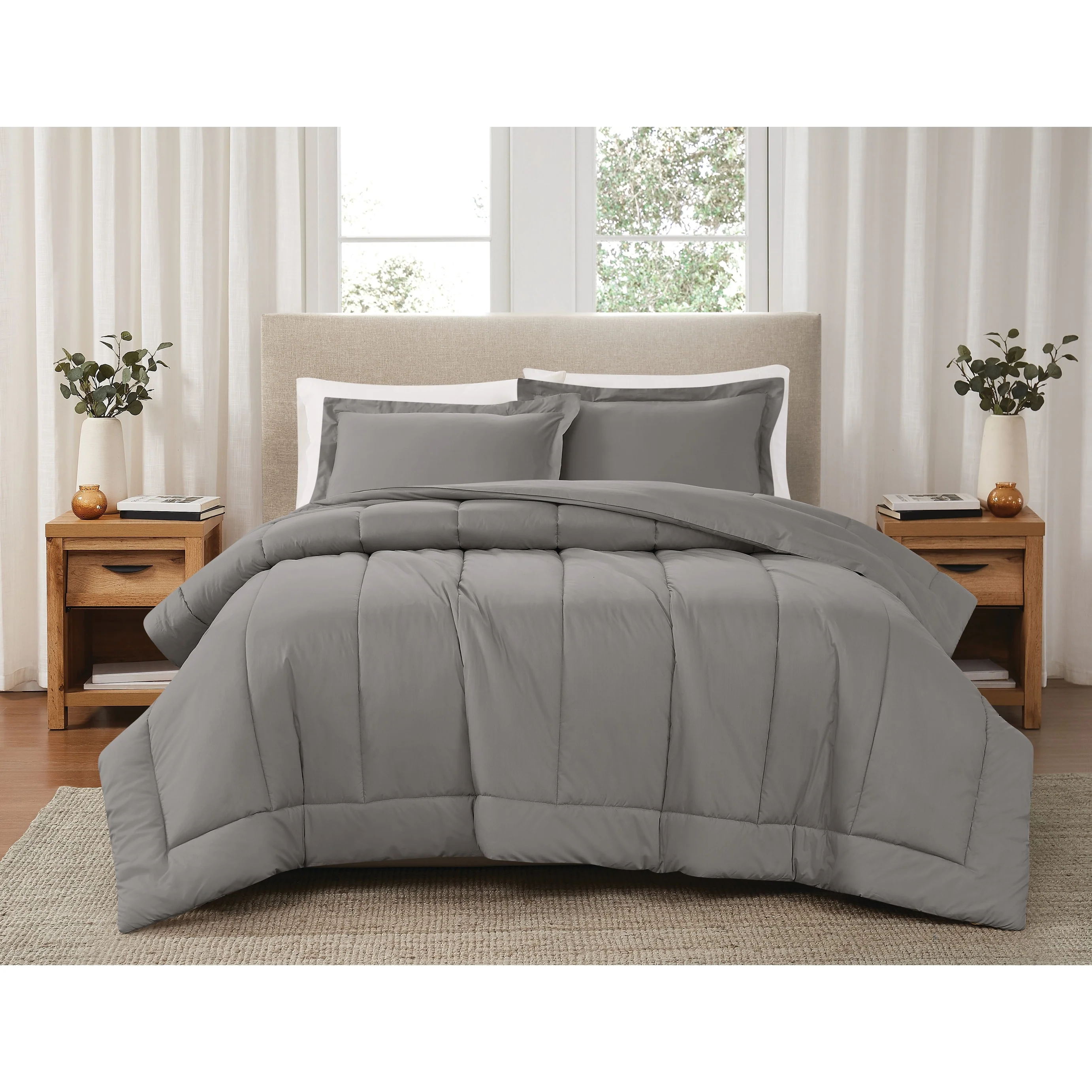 Brooklyn Loom Solid Cotton Percale Comforter Set