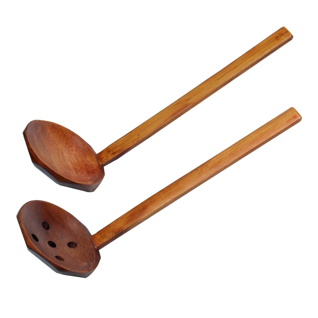 2pcs Wooden Spoon Soup, Colander ladle Spoon Cookware Tool - Wood Color - 7.5" x 2.8" x 2.4"(L*W*H)