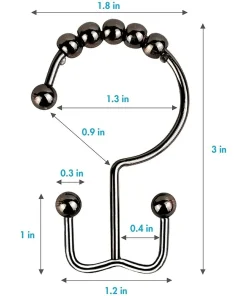 12 Pack Double Glide Metal Shower Curtain Hooks - Bronze