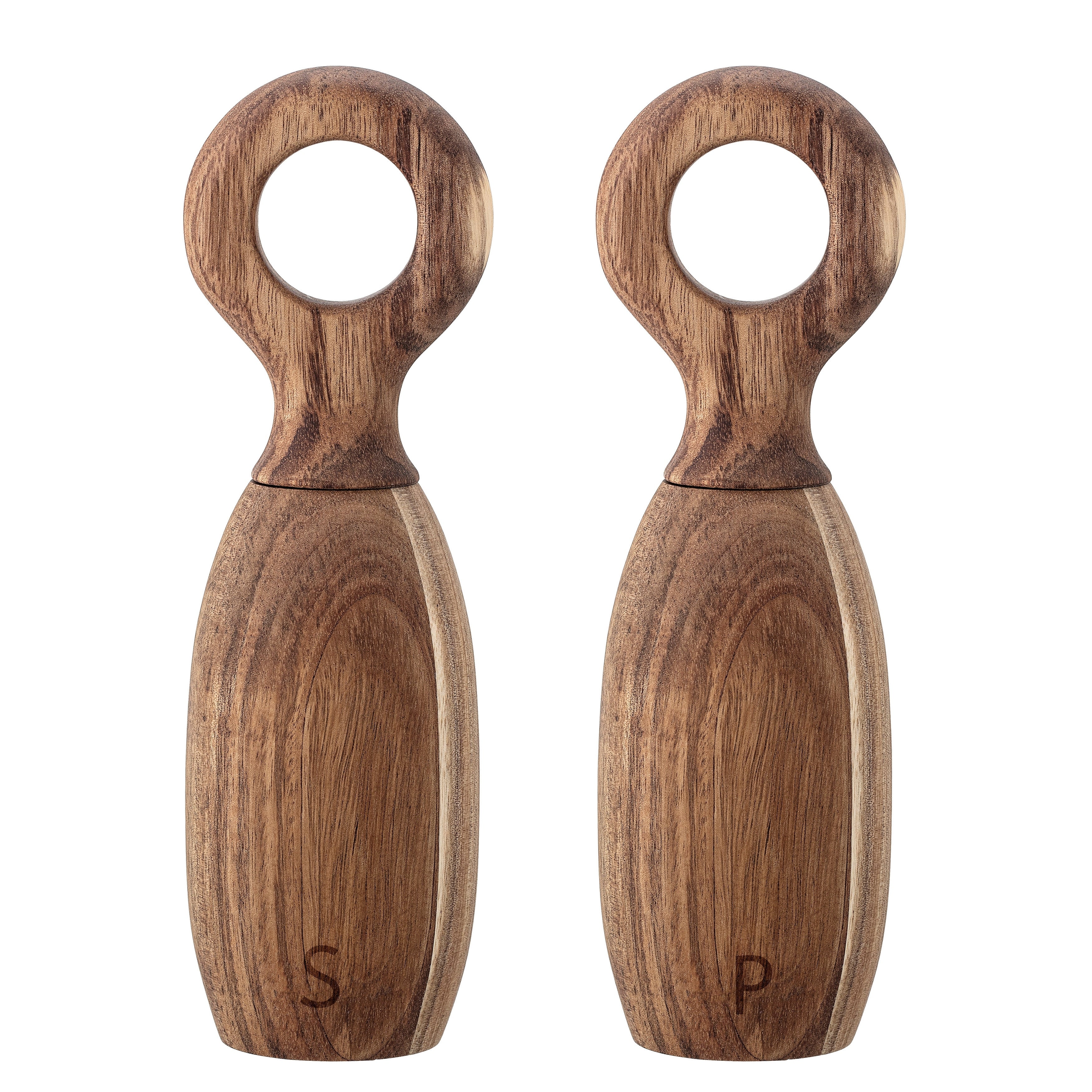 Acacia Wood Salt & Pepper Mills - 2.5"L x 2.5"W x 8.0"H